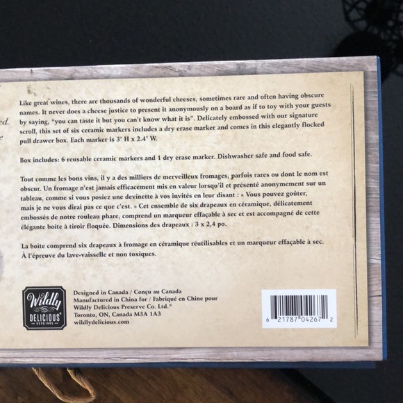 PETITE MAISON BY WILDLY DELICIOUS SET OF 6 CERAMIC CHEESE MARKER SET NEW IN  BOX - Picture 8 of 8